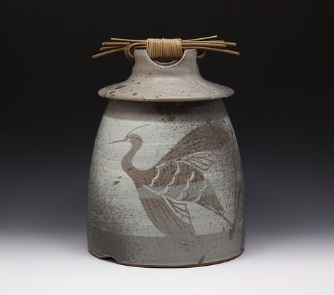 Mia Rhee Jar with Crane