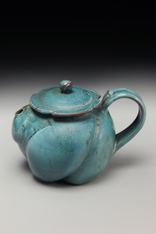 David Voorhees, Stoneware Turqoise Pouting Teapot