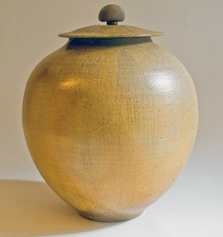 David Voorhees large stoneware golden moon jar