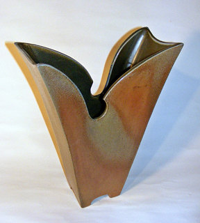 David Voorhees wood-fired stoneware slab vase